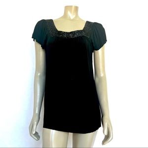 Matty m Black Jersey Top With Sequence